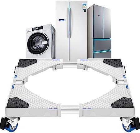 [en.casa] Waschmaschinen-Untergestell Zaberfeld Waschmaschinen Sockel mit 4 Rollen Podest max. 300 kg Edelstahl Weiß