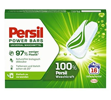 Persil Power Bars Universal Waschmittel (16 Waschladungen), vordosiertes Vollwaschmittel in nachhaltiger Verpackung, für hygienisch reine Wäsche bereits ab 20° C