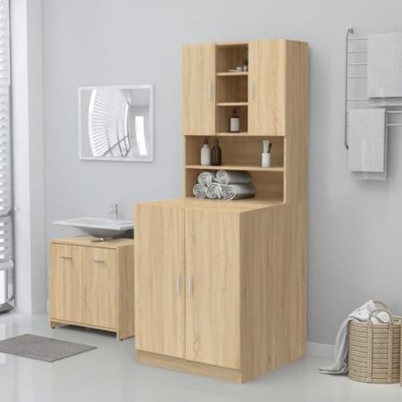 ZEYUAN Waschmaschinenschrank, Waschmaschinenregal, Toilettenregal, Waschmaschine Trockner Schrank, Waschmaschinen überschrank, Sonoma-Eiche 71x71,5x91,5 cm