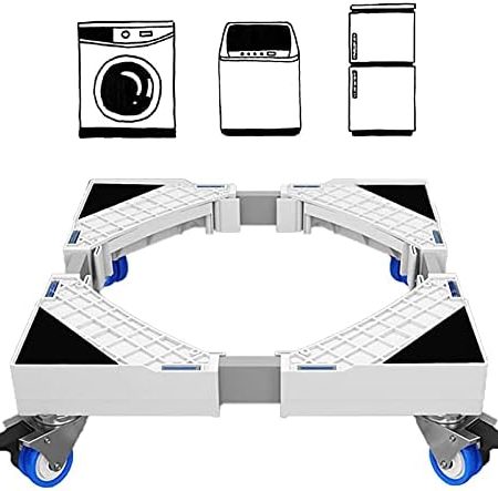 Waschmaschinen Untergestell mit 4 Feststellbaren Rollen, Waschmaschine Untergestell Max Bärenlast 300KG für Waschmaschine,Verstellbare Breite 44-67cm Waschmaschinensockel