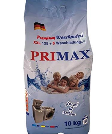 20Kg Primax Waschpulver mit 10 Ltr. Weichspüler mit Ausgießer Kuschelweich Waschmittel Vollwaschmittel