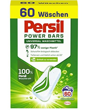 Persil Power Bars Universal Waschmittel (60 Waschladungen), vordosiertes Vollwaschmittel in nachhaltiger Verpackung, für hygienisch reine Wäsche bereits ab 20° C