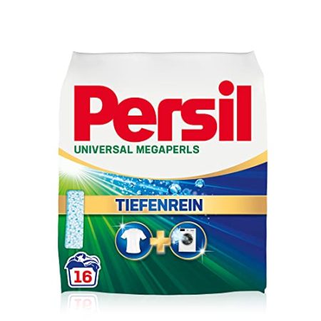 Persil Universal Megaperls (16 Waschladungen), Vollwaschmittel mit Tiefenrein Technologie, Waschmittel für reine Wäsche & hygienische Frische für die Maschine, 20 °C bis 95 °C