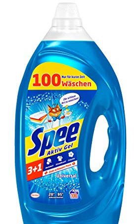 Spee Aktiv Gel Universal 3 + 1, 100 Waschladungen, Flüssigwaschmittel mit 3 + 1 Formel verleiht Reinheit, Strahlkraft und Frische, Waschmittel für strahlend reine und frische Wäsche, 5 L