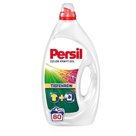 Persil Color Kraft-Gel (80 Waschladungen), Flüssigwaschmittel mit Tiefenrein Technologie, Colorwaschmittel für reine Wäsche und hygienische Frische für die Maschine, wirksam ab 20 °C