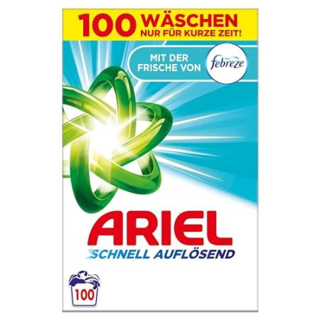 Ariel Mit Der Frische Von Febreze, Schnell Auflösendes Pulverwaschmittel 6 kg, 100 Waschladungen