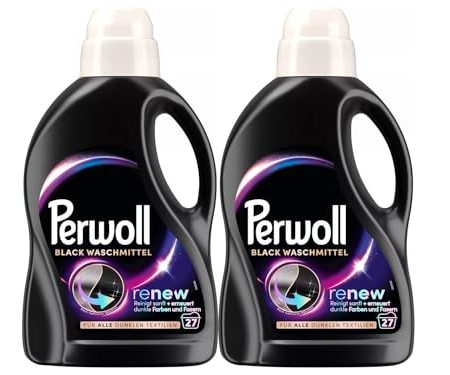 PERWOLL Black Waschmittel 2x 27 WL (54 Waschladungen), Feinwaschmittel reinigt sanft und erneuert dunkle Farben und Fasern, für alle dunklen Textilien, mit Dreifach-Renew-Technologie