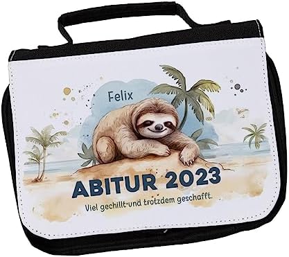 Herz & Heim® Abi-Geschenk Waschtasche personalisiert Faultier