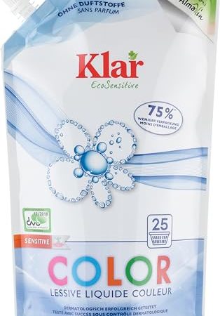 Klar eco Sensitive Color Waschmittel Nachfüllbeutel 1,5l, ohne Duft, 25 Waschladungen, für Allergiker, vegan