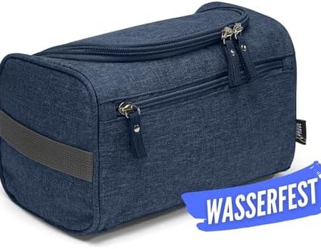 Stilvoller Kulturbeutel Herren zum Aufhängen (Navy Blau) - Cool, Lässig, Stylisch - Hochwertige Waschtasche Männer - Kulturtasche Herren