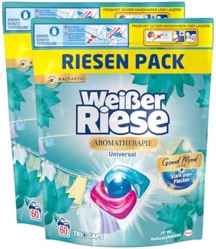 Weißer Riese Universal Trio-Caps Aromatherapie Floral Sensation (120 Wäschen), Waschmittel mit Lotus, Vollwaschmittel mit intensivem Dufterlebnis