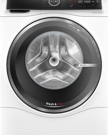 BOSCH WNC244070 Waschtrockner Serie 8, Frontlader mit 9/6kg Fassungsvermögen, 1400 UpM, Home Connect, EcoSilence Drive, Iron Assist, SpeedPerfect, AutoDry, Weiß, 60cm