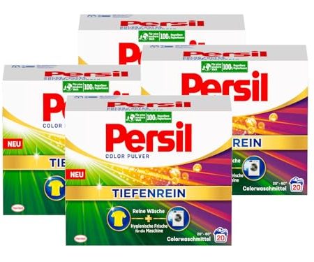 Persil Color Pulver Tiefenrein Waschmittel 80 Waschladungen (4x 20 WL), Colorwaschmittel für reine Wäsche und hygienische Frische für die Maschine, effektiv von 20 °C bis 60 °C