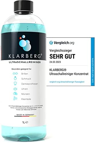 KLARBERG® 1L Ultraschallreiniger Konzentrat I Reinigung von Brillen, Schmuck, Zahnersatz, Uhren im Ultraschallbad I Mit jedem Ultraschallreinigungsgerät nutzbar