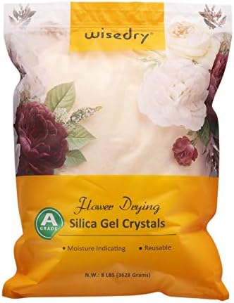 wisedry Silicagel zum Trocknen von Blumen, 3,6 kg, feine Kristalle, Kieselgel Trockenmittel, wiederverwendbares Blumenschutzmittel, Silica Gel mit Indikator