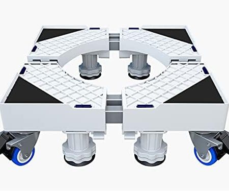 CarolynDesign Waschmaschinenständer, multifunktional, bewegliche, verstellbare Basis mit 4 x 2 feststellbaren Lenkrollen und 8 starken Füßen für Waschtrockner und Kühlschrank (L)