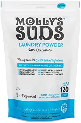 Molly's Suds Original Waschmittel Pulver - Natürliches Waschpulver, Erdgewonnenes Pulverwaschmittel, Nicht flüssiges Bio-Waschmittel, Empfindliche Haut Waschmittel - 120 Ladungen, Pfefferminze