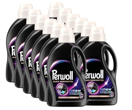 PERWOLL Black Waschmittel 12x 27 WL (324 Waschladungen), Feinwaschmittel reinigt sanft und erneuert dunkle Farben und Fasern, für alle dunklen Textilien, mit Dreifach-Renew-Technologie