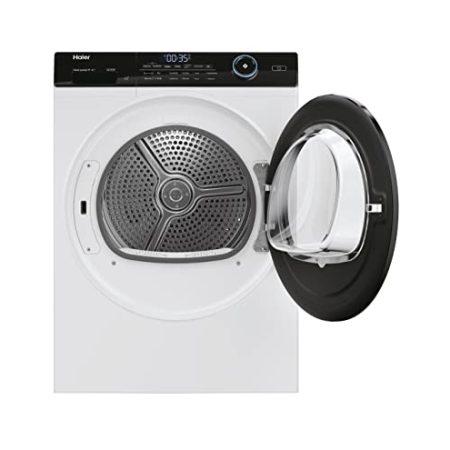 Haier I-PRO SERIE 5 HD90-A3959 Wärmepumpentrockner / 9 kg/A+++ / Smart Home: Wi-Fi & hOn App/Inverter-Motor / 3 Trockenstufen wählbar/Edelstahltrommel/I-Refresh Dampfprogramm, Weiß