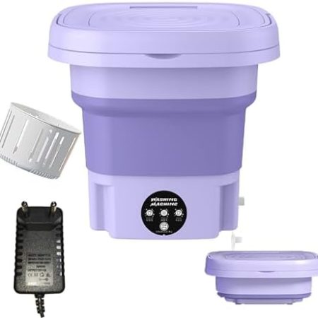 8L Portable washing machine, Mini camping waschmaschine faltbare mit wiederaufladbarem USB, für Camping/Zuhause/Schlafsäle/Socken/Unterwäsche(EU power)