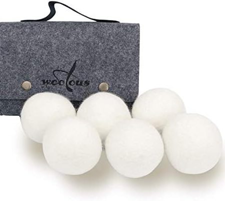 Woolous XL 6er-Pack Neuseeland reines organisches ungiftiges Merino Wolltrockner Bällchen, wiederverwendbar, Falten reduzieren, Trockenzeit sparen Gefilzter Wäschetrockner-Ball (2,75 Zoll / 6er-Pack)