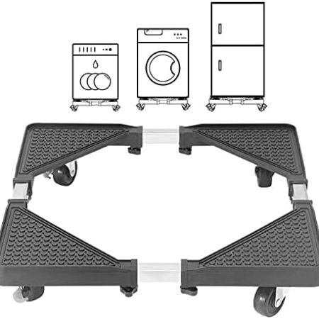 Multifunktionaler Waschmaschine Sockel Verstellbare Sockel mit 4 Gummierten, Arretierbaren Schwenkrädern, Waschmaschinen Untergestell Teleskopbasis für Waschmaschine, Trockner, Kühlschrank (60~80cm)