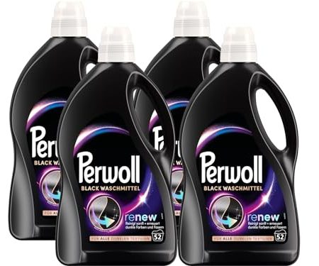 PERWOLL Black Waschmittel 208 (4 x 52 Waschladungen), Feinwaschmittel reinigt sanft und erneuert dunkle Farben und Fasern, für alle dunklen Textilien, mit Dreifach-Renew-Technologie