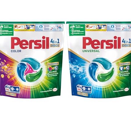 Persil Set Universal & Color 4in1 DISCS 88 Waschladungen (2x 44WL), Vollwaschmittel & Color Waschmittel Tiefenrein, für reine Wäsche und hygienische Frische für die Maschine