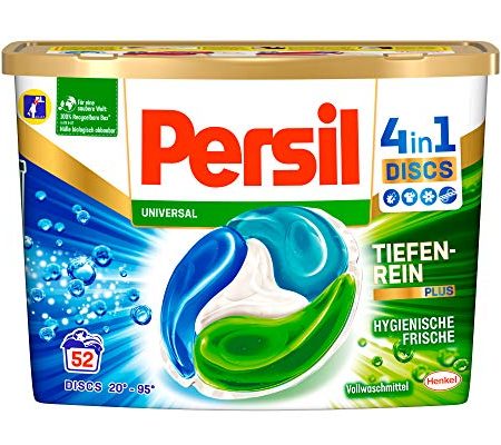 Persil Universal 4in1 Discs (52 Waschladungen), Vollwaschmittel mit Tiefenrein-Plus Technologie und langanhaltender Frische, Waschmittel für leuchtende Farben