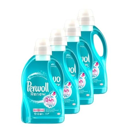 Perwoll Renew Refresh Flüssigwaschmittel (4x24 Wäschen), Hygiene Waschmittel für Weiß- und Buntwäsche, mit geruchsneutralisierender Formel für intensive Frische