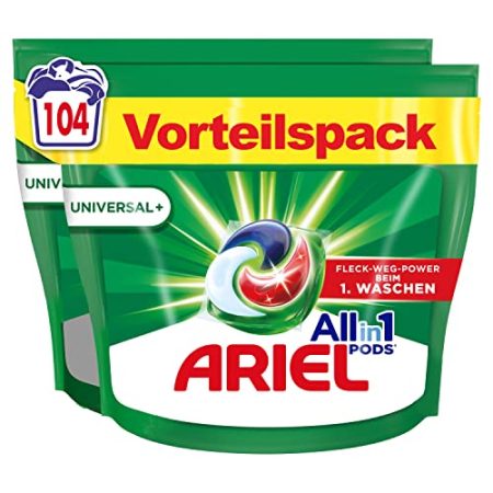 Ariel Waschmittel Pods All-in-1, 104 Waschladungen, Strahlend Rein, Umweltschonendes Waschen, 104 Stück