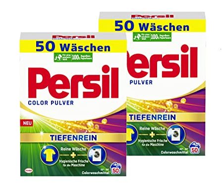 Persil Color Pulver Tiefenrein Waschmittel 100 WL (2x50 Waschladungen), Colorwaschmittel für reine Wäsche und hygienische Frische für die Maschine, effektiv von 20 °C bis 60 °C