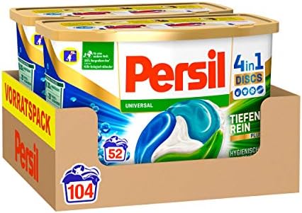 Persil Universal 4in1 Discs (104 Waschladungen), Vollwaschmittel mit Tiefenrein-Plus Technologie und langanhaltender Frische, Waschmittel für leuchtende Farben