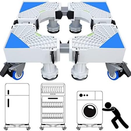 Waschmaschinen Untergestell, Bärenlast 300 kg Waschmaschine Sockel Verstellbare Sockel für Kühlschrank Waschmaschine Trockner Kombi (Einstellbare Breite 45-68 cm Höhe 10-12 cm) (Blue)