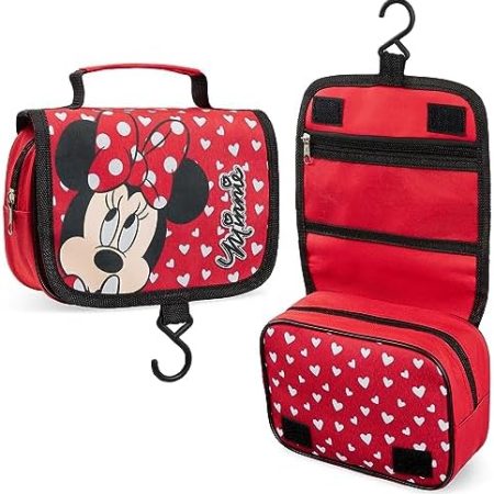 Disney Minnie Maus und Lilo und Stitch Kulturbeutel Kinder - Kosmetiktasche Groß mit Durchsichtige Tasche Mädchen (Rot Minnie)