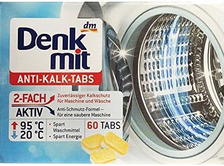 Denkmit Anti-Kalk Tabs, Anti Schmutz Formel für eine saubere Maschine (60 Tabs Packung)