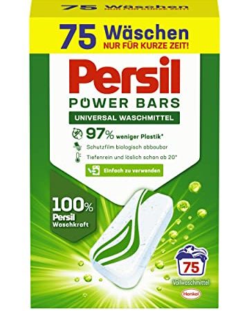 Persil Power Bars Universal Waschmittel (75 Waschladungen), vordosiertes Vollwaschmittel in nachhaltiger Verpackung, für hygienisch reine Wäsche bereits ab 20° C