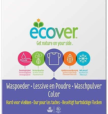 Ecover Color Waschpulver Konzentrat Lavendel (3 kg / 40 Waschladungen), Colorwaschmittel mit pflanzenbasierten Inhaltsstoffen, Waschmittel Pulver für natürlich reine Buntwäsche