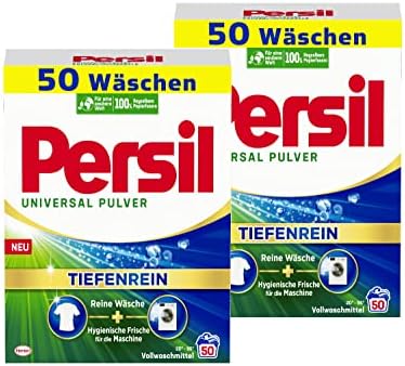 Persil Universal Pulver Tiefenrein Waschmittel 100 WL (2x50 Waschladungen), Vollwaschmittel für reine Wäsche und hygienische Frische für die Maschine, effektiv von 20 °C bis 95 °C