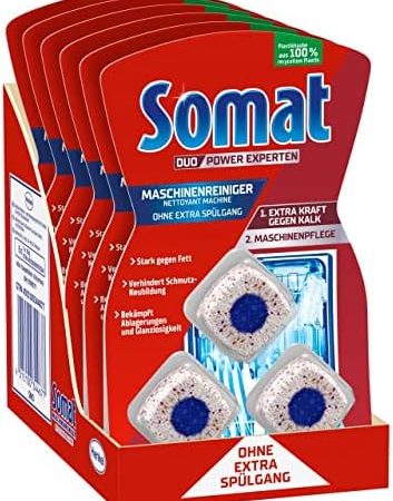 Somat Maschinenreiniger Tabs, 18 (6 x 3) Stück, hygienisch und sauber, ohne extra Spülgang, gegen Fett und Kalk