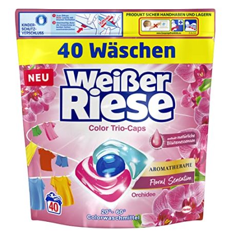 Weißer Riese Color Trio-Caps Aromatherapie Floral Sensation (40 Wäschen), Waschmittel mit Orchidee, Colorwaschmittel mit intensivem Dufterlebnis