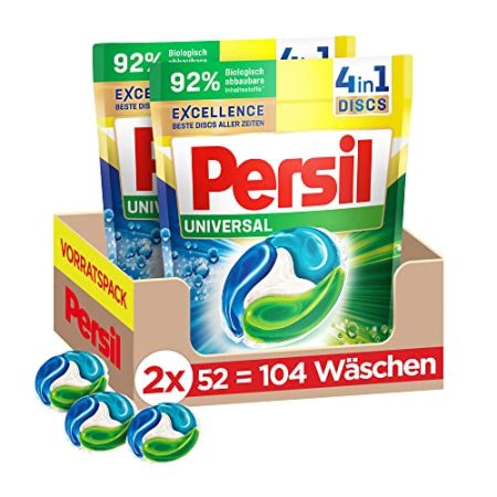 Persil Tiefenrein 4in1 DISCS (104 Waschladungen), Universal Waschmittel mit Tiefenrein Technologie, Vollwaschmittel für reine Wäsche und hygienische Frische für die Maschine