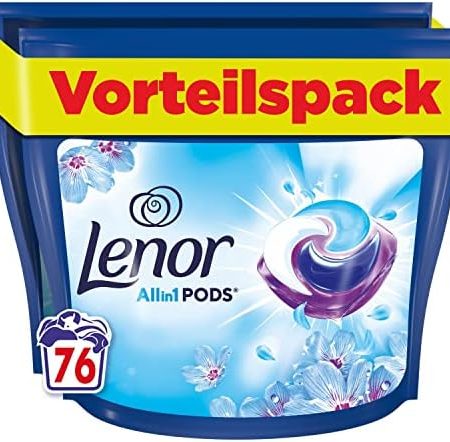 Lenor Universalwaschmittel Allin1 PODS Aprilfrisch 76 Waschladungen, Hygienische Tiefenreinigung und Lang Anhaltende Frische