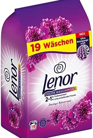 Lenor Color Waschmittel Pulver, Waschpulver, 19 Waschladungen, Amethyst Blütentraum mit Ultra Reinigungskraft (1.235 kg)