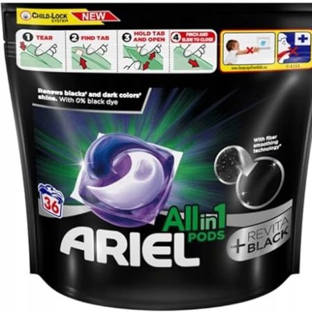 Ariel All-in-One Pods +Revitablack Waschmittelkapseln - 36 Stücke / 36 Kapeln für BLACK Schwarz