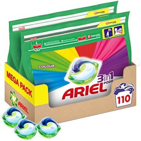 Ariel 3 in 1 Pods, Waschmittel Waschmittel Farbtabletten/Kapseln, 110 Waschgänge (55x2)