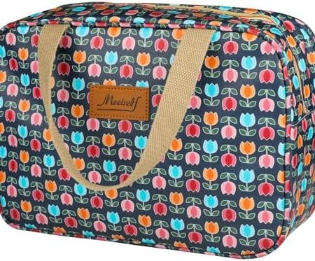 wordmouk Kosmetiktaschen Handtücher Blumen Waschbeutel Damen Gross Tragbare wasserdichte Kosmetikbeutel Fitness Waschbeutel Reise Wash Bag Beauty Case Mädchen(Tulpe)