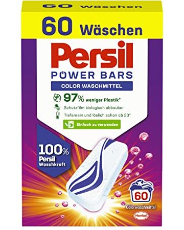 Persil Power Bars Color Waschmittel (60 Waschladungen), vordosiertes Buntwaschmittel in nachhaltiger Verpackung, für hygienisch reine Wäsche bereits ab 20° C