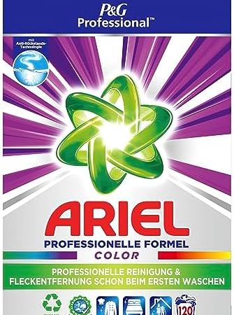 Ariel Professional Color Waschpulver, 120 Waschladungen, 7.8Kg, Ausgezeichnete Fleckentfernung schon ab der ersten Wäsche, professionelle Formel für den professionelen Einsatz