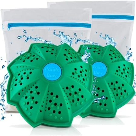 PandaBaw® 2x Öko Waschball [NOTE: SEHR GUT] mit 2x gratis Wäschenetz - Waschen ohne Waschmittel - Waschkugel für Waschmaschine - Bio Waschmittel Allergiker - Nachhaltige Produkte - 2er Wäscheball Set